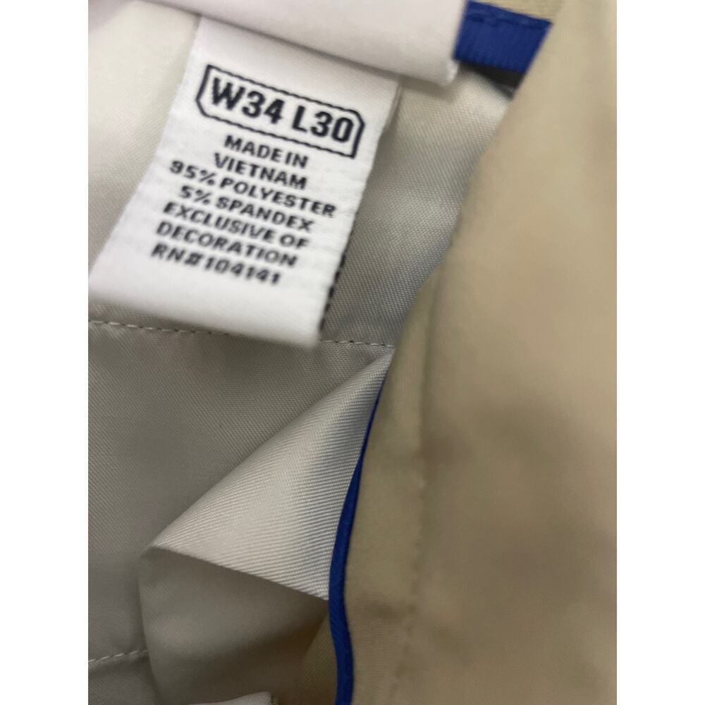 Slazenger Golf Pants Size W34 L30 Flat Front Chino Khaki Beige Zipper Front - Picture 6 of 8